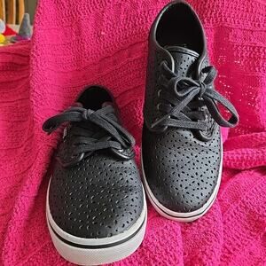 Vans Women's 6 Black Leather di-cut Sneakers Classic Shoes